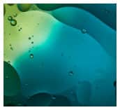 Colorful green, teal, and blue rounded shapes creating an abstract square.